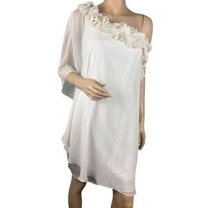NWT Max And Cleo Eggshell  One Shoulder Woven  Cape  Cocktail Dress‎ Size 2